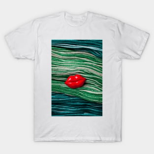 Red Lips On Yarn T-Shirt